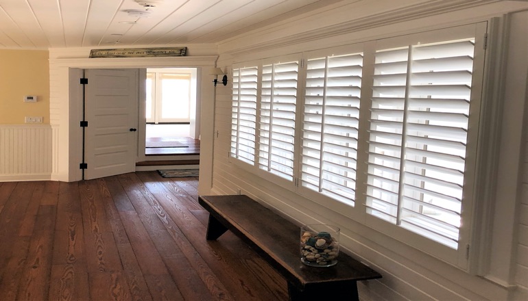 Faux wood plantation shutters in Minneapolis